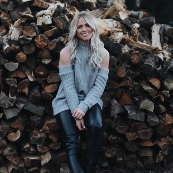 4 Sienna Gray Knit Cold Shoulder Sweater - Picture 2 of 8